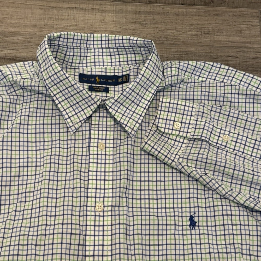 POLO RALPH LAUREN Shirt Men 3XLT Plaid Button Down Stretch Oxford L/S
